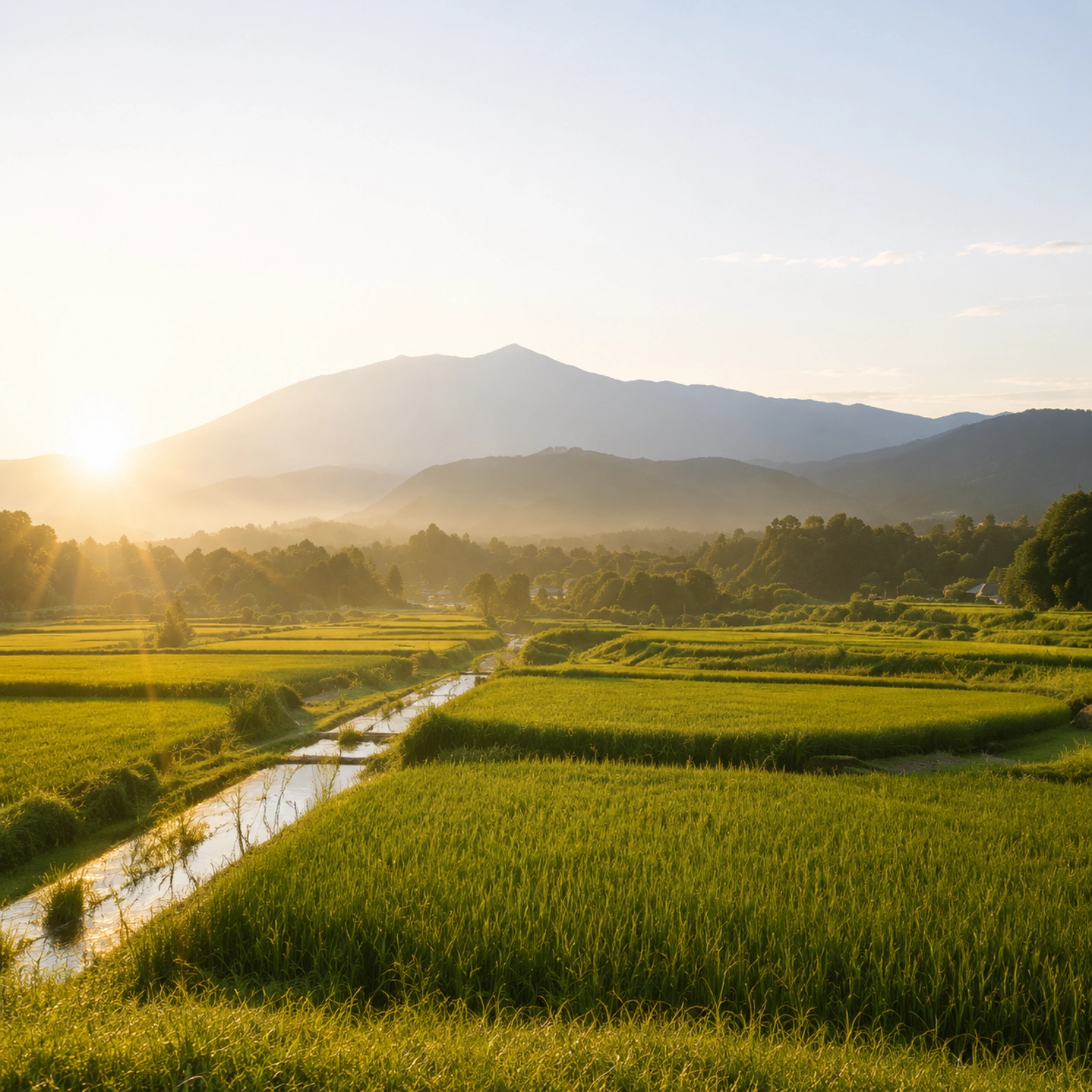 玄米を育てる田んぼの風景
